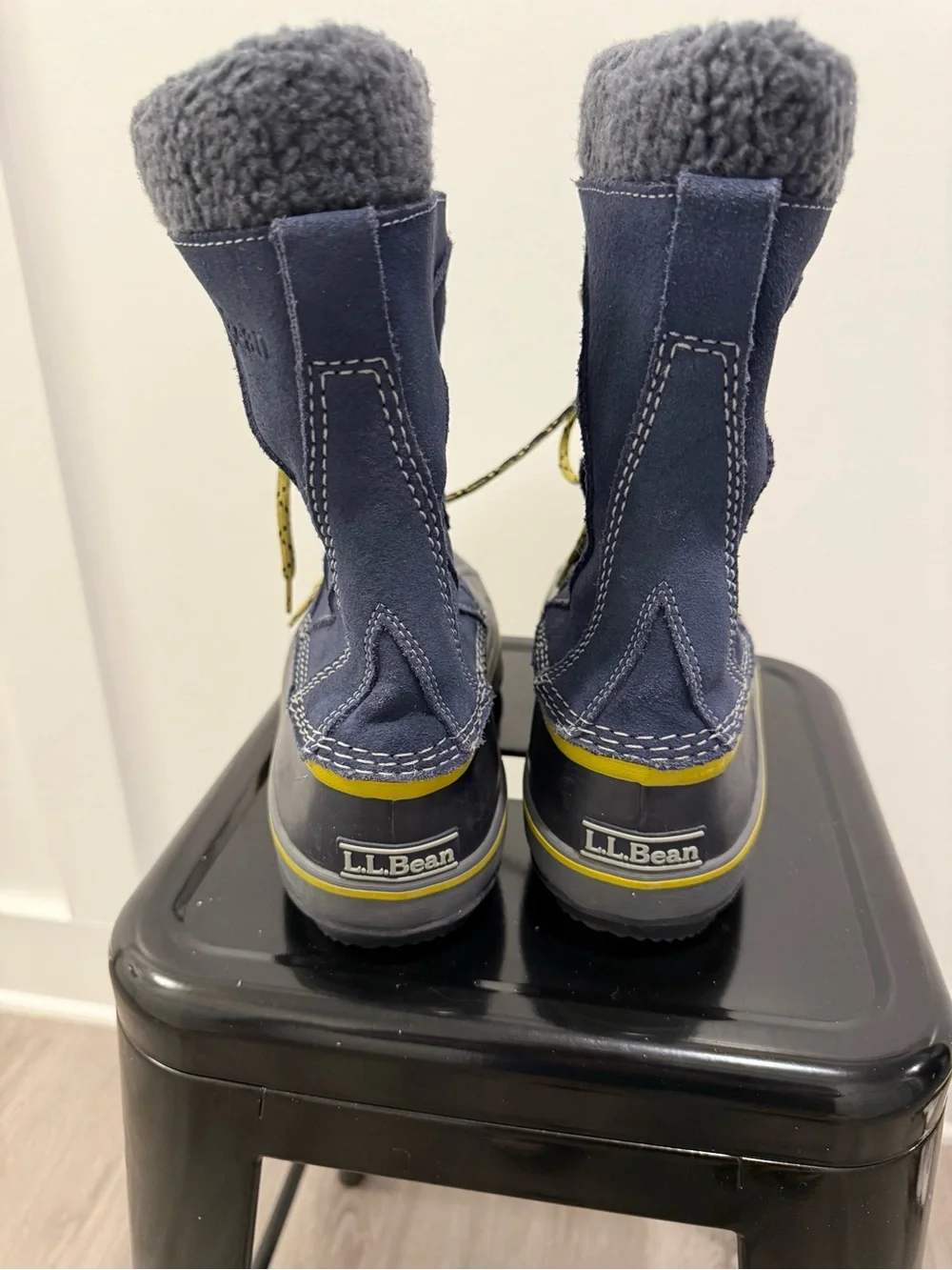 L.L. Bean Navy and Yellow Kids Winter Boots